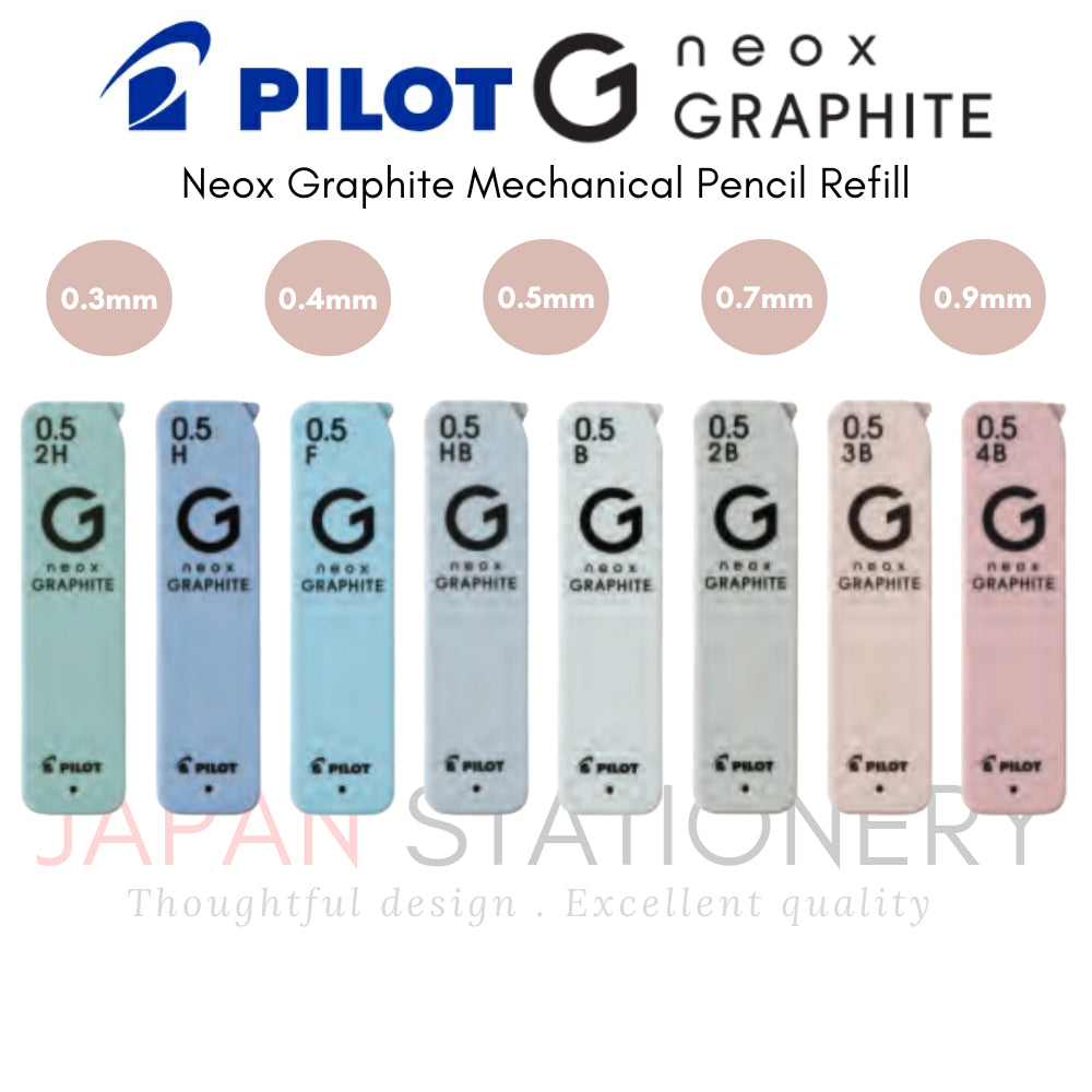 Pilot Neox Graphite Mechanical Pencil Refill 0.3/0.4/0.5/0.7/0.9mm HRFG-03-H -HB -B -2B HRFG-04-H -HB -B -2B HRFG-05-2H