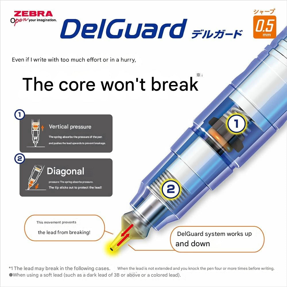 Zebra DelGuard Light Grayish Japan Limited Edition Mechanical Pencil 0.5mm P-MA85-LG-MBL P-MA85-LG-MG P-MA85-LG-MBE