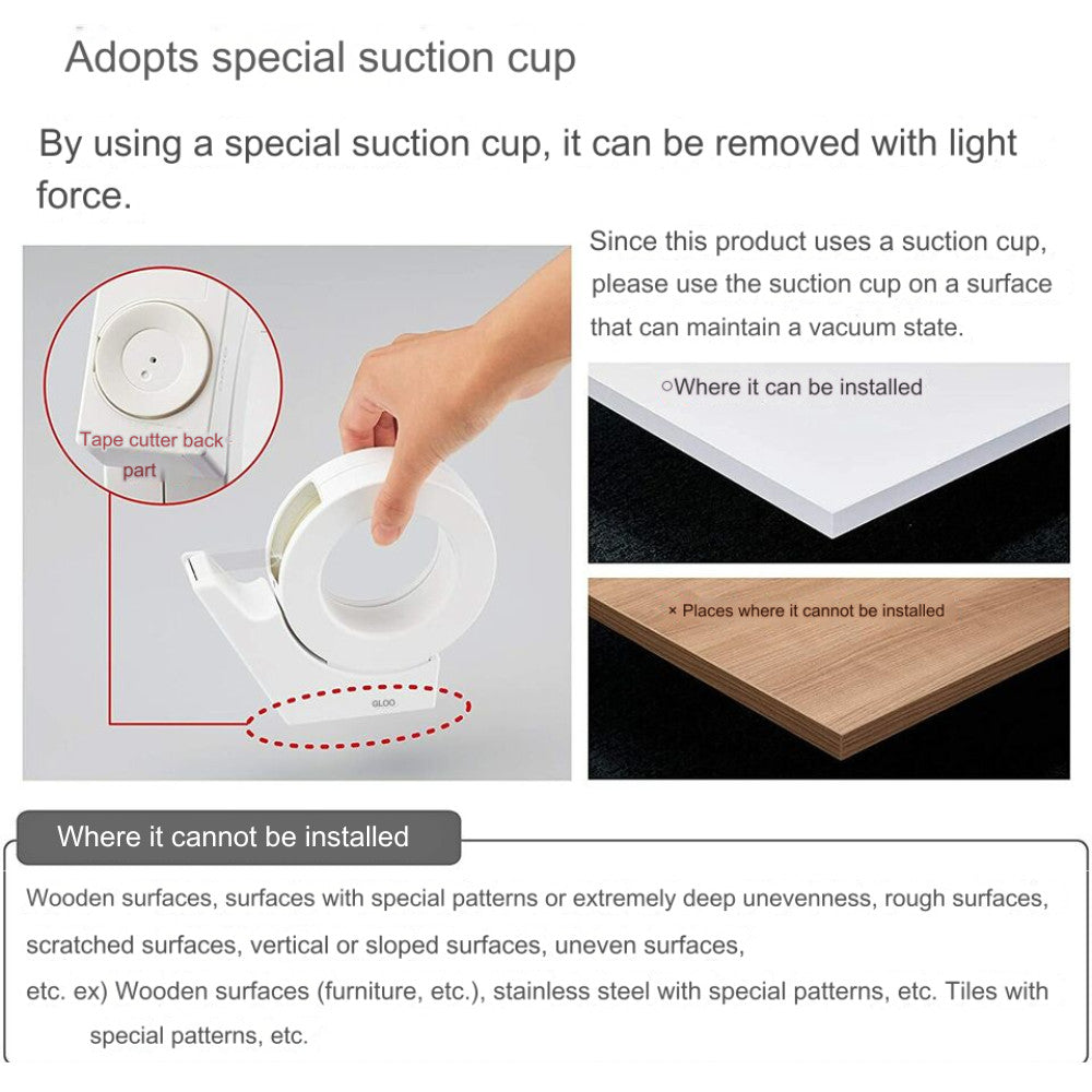KOKUYO GLOO Tape Dispenser Tape Cutter with Suction Cup Small Large T-GM500NW T-GM510W