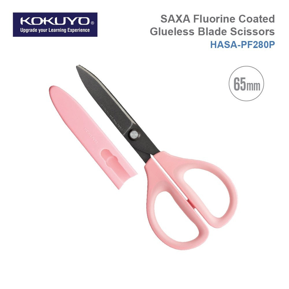 Kokuyo Saxa Fluorine Coated Glueless Blade Scissors with Safety Cap HASA-PF280B PF280P PF280W