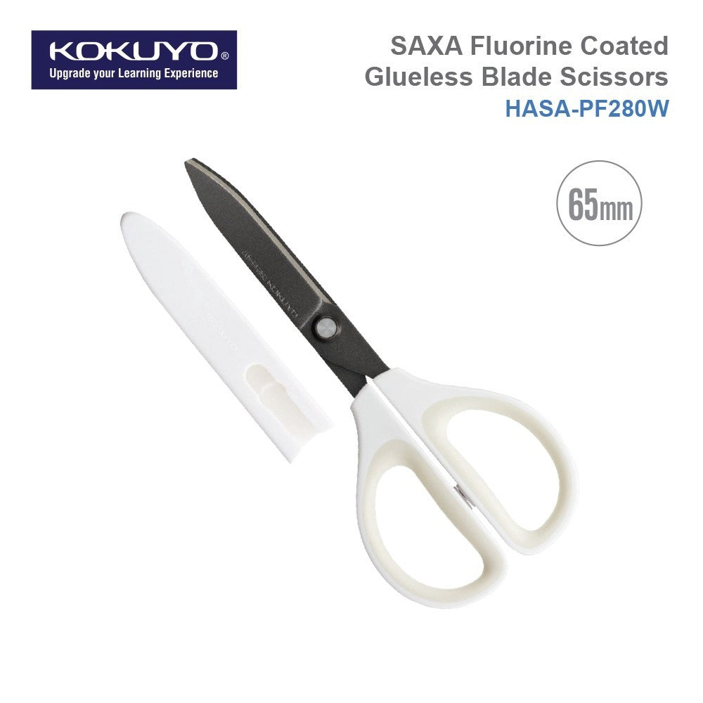 Kokuyo Saxa Fluorine Coated Glueless Blade Scissors with Safety Cap HASA-PF280B PF280P PF280W