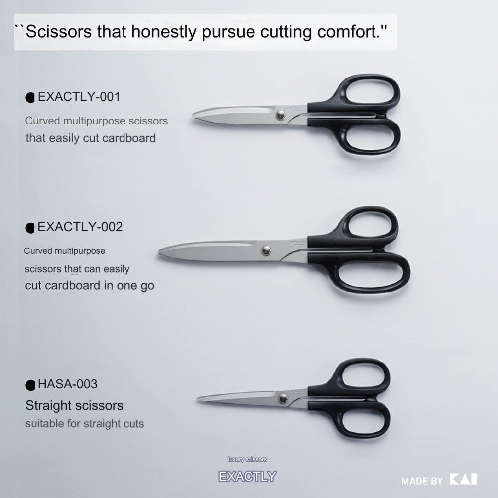 Kokuyo Hasa-003 High Quality Scissors For Paper And Crafts, Fine Pointed Kai Blade Black HASA-001 HASA-002 HASA-003