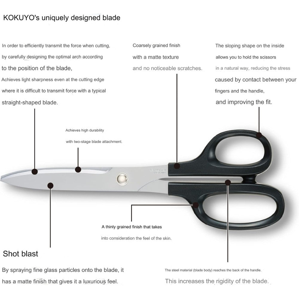 Kokuyo Hasa-003 High Quality Scissors For Paper And Crafts, Fine Pointed Kai Blade Black HASA-001 HASA-002 HASA-003
