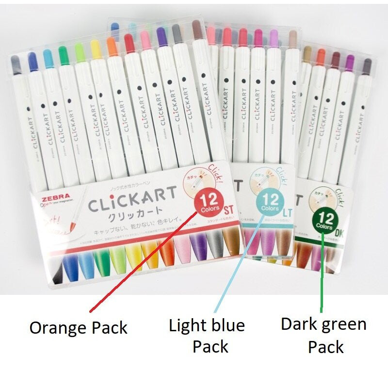 Zebra Clickart 12pcs Set Water Based Pen Fine Liner Marker Click Art
