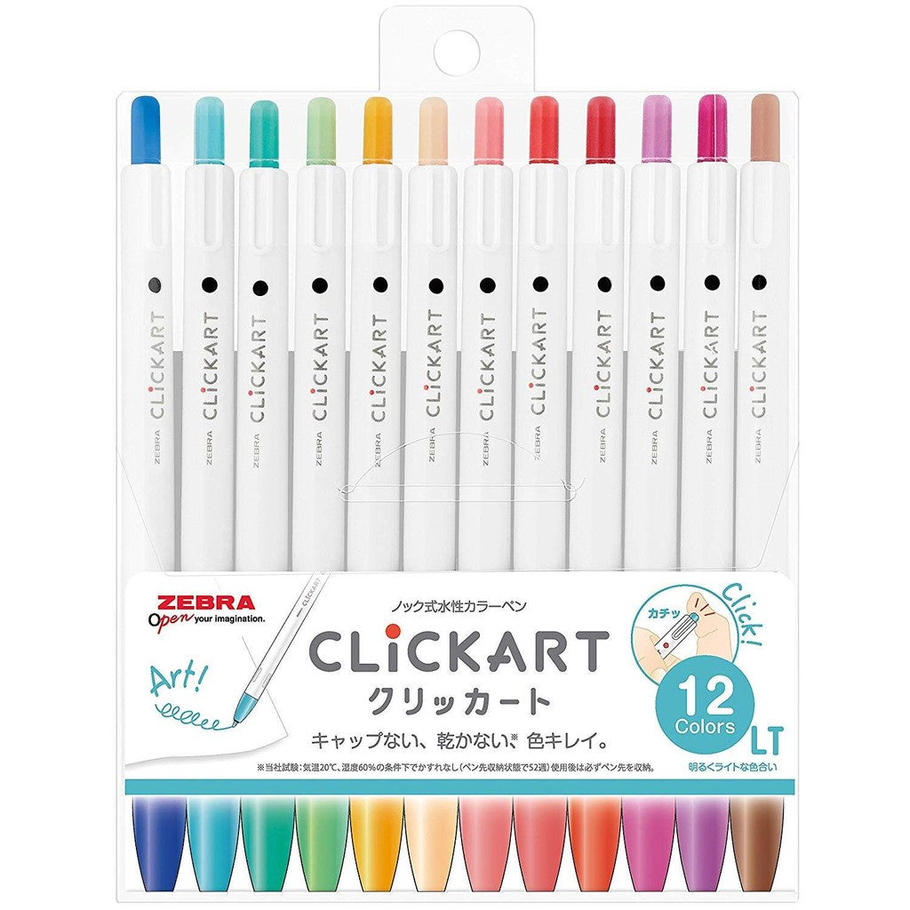 Zebra Clickart 12pcs Set Water Based Pen Fine Liner Marker Click Art