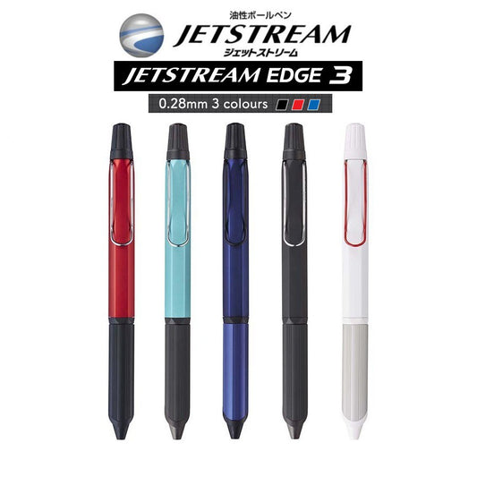 Jetstream Edge 3 Tricolor Pen 0.28 mm Uniball Extra Fine Tip Pen Mitsubishi Uni Ballpoint (SXN-1003-28) Premium Japan
