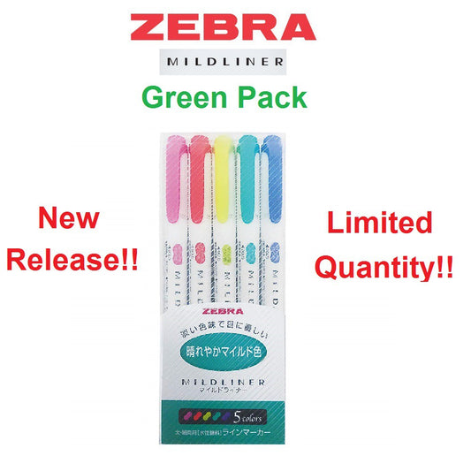 Zebra Mildliner Double Sided Highlighter Set Green Pack