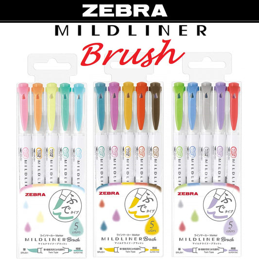 Original Mildliner Brush (Zebra) Double-Sided Highlighter Brush - Brush / Extra Fine