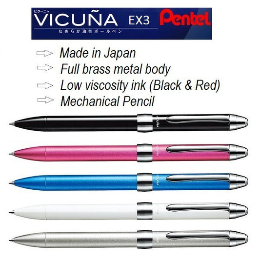 Pentel Vicuna EX3- 2 Color 0.7 mm Ballpoint Multi Pen + 0.5 mm Pencil