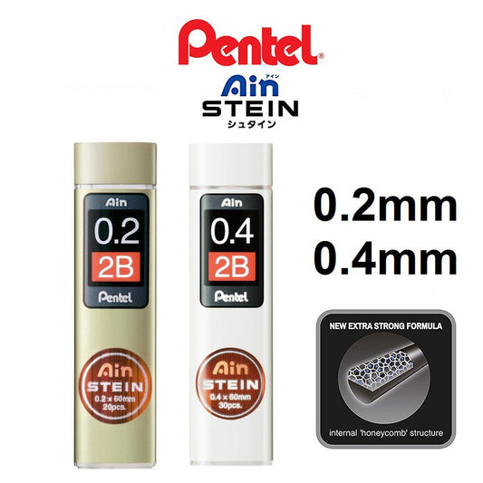Pentel Ain Stein High Polymer Mechanical Pencil Lead- 0.2 mm, 0.4 mm 0.2/0.4mm