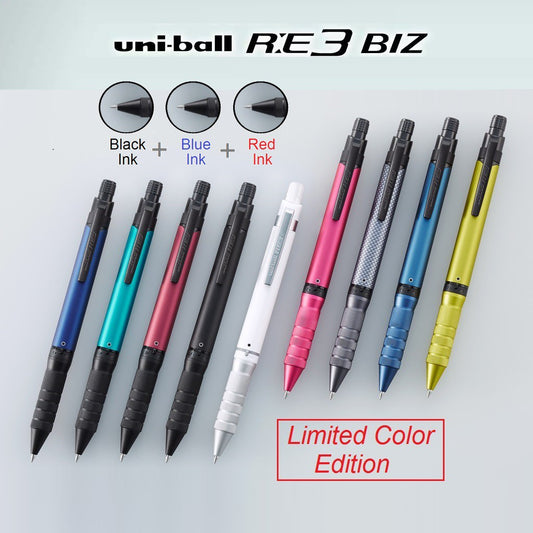 Uni-Ball RE3 Biz: Erasable 3in1 Ballpoint Pen RE3 Multicolor Mitsubishi Pencil Thermal Erase Ink RE-3 R.E3