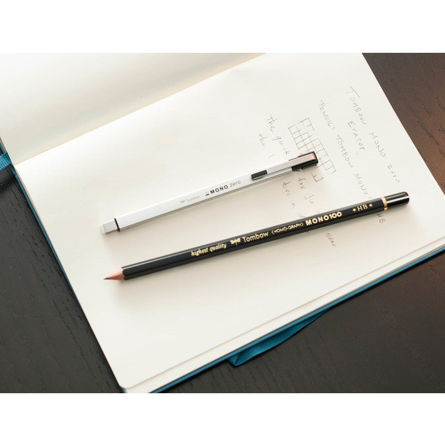 Tombow Mono Zero Metal Type EH-KUMS Retractable Eraser - Silver
