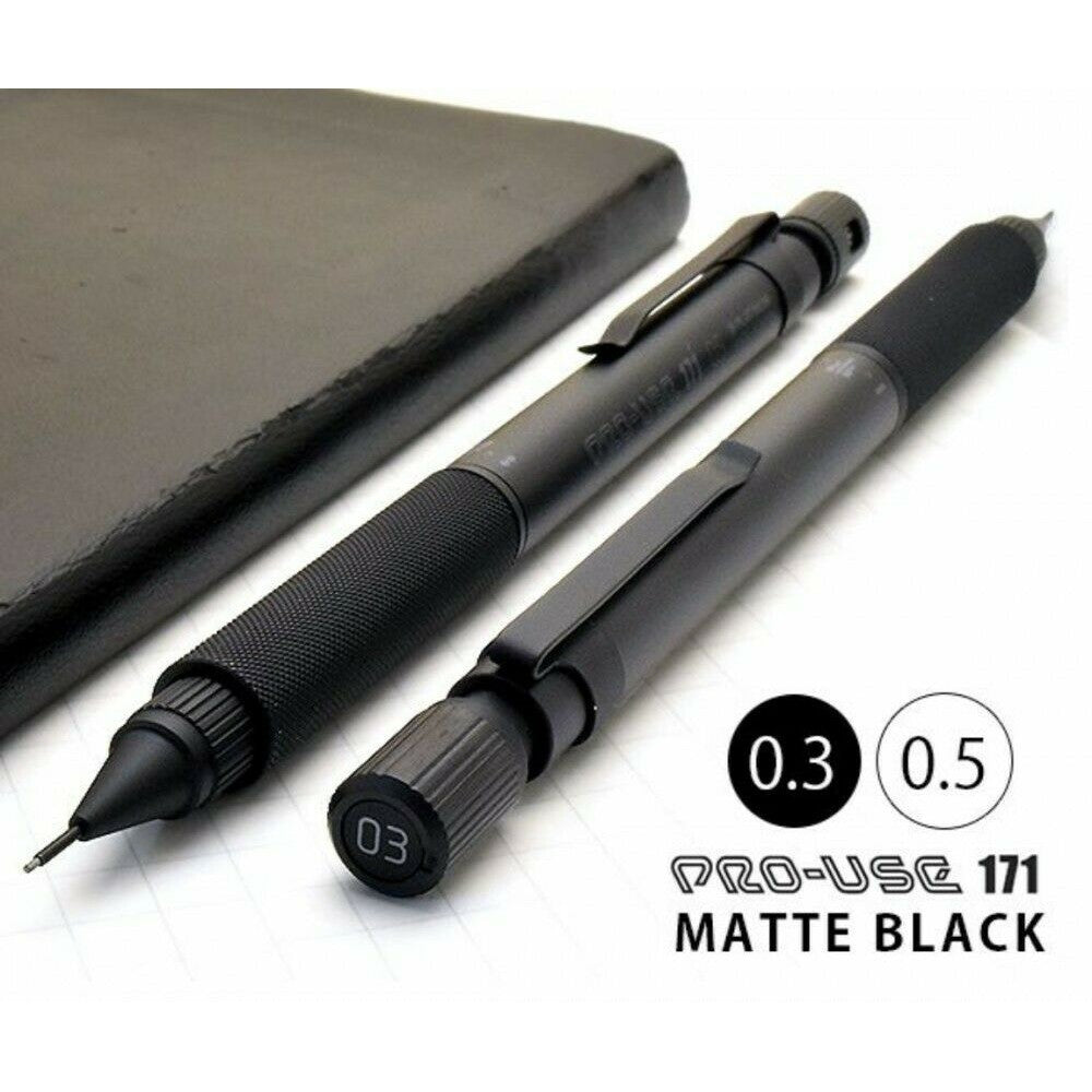 Special Edition Platinum Pro-Use 171 Matte Black Drafting Pencil Metal Grip Professional Mechanical Pencil (0.5mm)