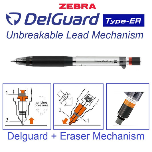 Zebra DelGuard ER Anti-break Core Mechanical Pencil (0.5mm) - Eraser Edition