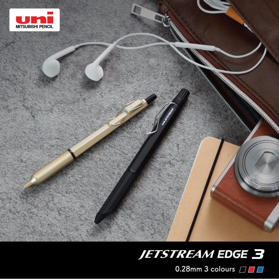 Jetstream Edge 3 Tricolor Pen 0.28 mm Uniball Extra Fine Tip Pen Mitsubishi Uni Ballpoint (SXN-1003-28) Premium Japan