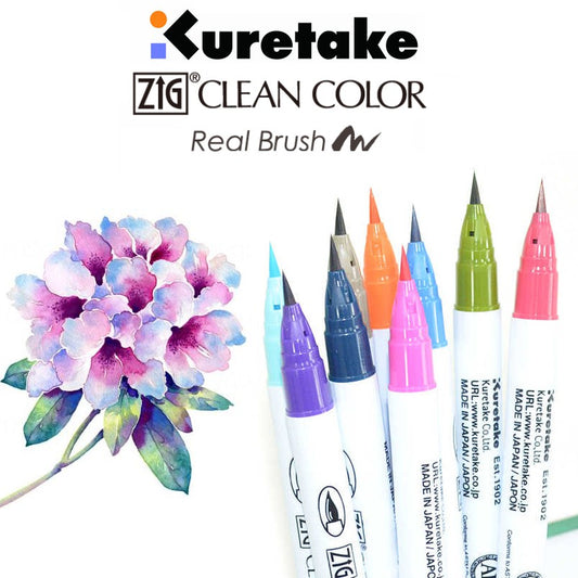 Kuretake ZIG Clean Color Real Brush Pen - 6 / 12 / 24 / 36 / 48 / 60 / 90 Color Set