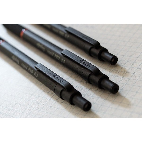rOtring Rapid Pro Full Metal Drafting Pencil (0.5, 0.7, 2.0 mm) Ballpoint Pen (1.0mm) Black/Silver RapidPro rotring
