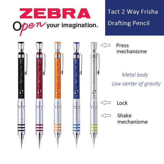 Zebra Metal Grip Tect 2way 0.5mm (Shake+Press) Dual Function Drafting Mechanical Pencil