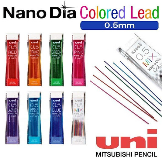 Uni Nano Diamond Color Erasable Lead - 0.5 mm - Orange Green Red Mint Blue Pink