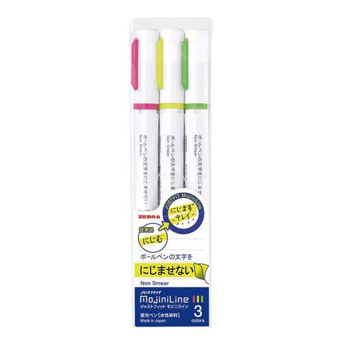 Zebra Justfit Mojini Line Non Smear Highlighter - 3 Color or 5 Color Set