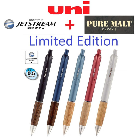 Limited Edition Uni Jetstream + Pure Malt Glossy Gel Pen 0.5 mm Wood Grip Uni-ball