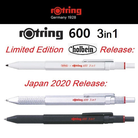 rOtring 600 3-in-1 Multi Function Ballpoint Pen (Black, Red ink) Mechanical Pencil (0.5mm) Full Metal rotring