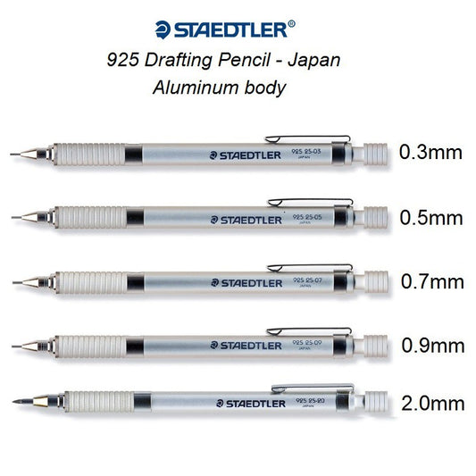 Staedtler 925-25 Drafting Mechanical Pencil Metal Body (0.3mm, 0.5mm, 0.7mm, 0.9mm,1.3mm, 2.0mm)