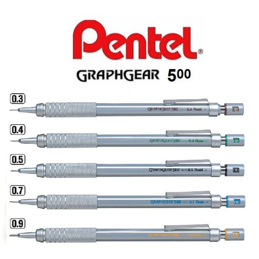 Japan Version Pentel Graph Gear 500 Drafting Mech Pencil 0.3 0.4 0.5 0.7 0.9mm PG513 PG514 PG515 PG517 PG519