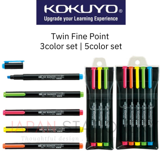 Kokuyo Fluorescent Marker OA [Prefix] (Twin) 3 Color PM – L202 – 3S | 5 Color Set PM-L202-5S