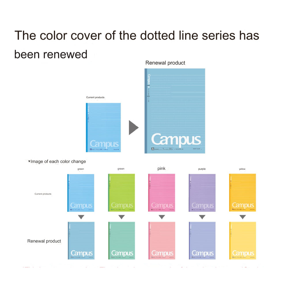 KOKUYO Campus Notebook Color Cover with Dots, Ruled Width 7mm ノ-3CAT-B ノ-203CATN-B ノ-3CBT-B