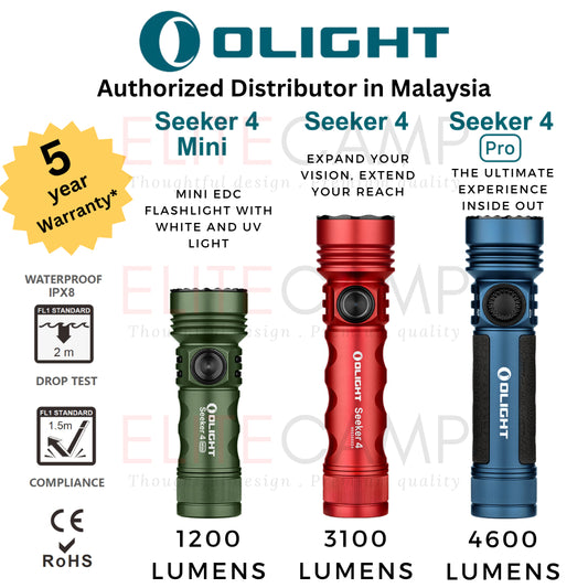Olight Seeker 4 Pro/Mini Waterproof Rechargeable Flashlight Camping Hiking Fishing UV Emergency Compact