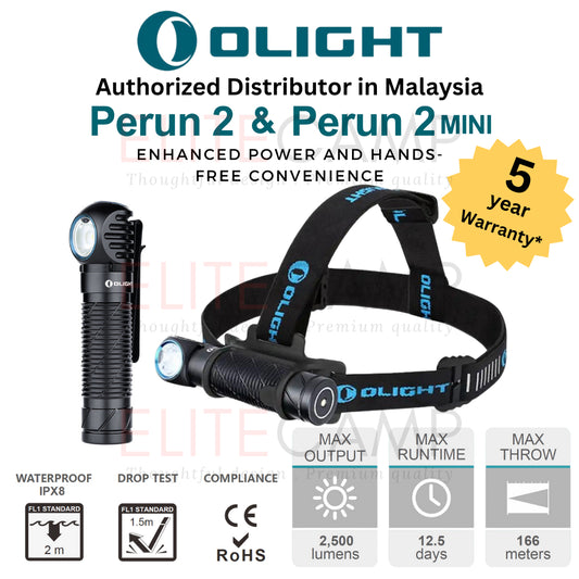Olight Perun 2 & Perun 2 Mini Waterproof Headlight Camping Hiking Fishing Flashlight Torchlight Compact Torch Headlamp
