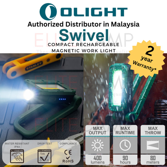 OLIGHT Swivel Compact Rechargeable Magnetic COB Work Light, 400 Lumens LED Adjustable Stand with Magnetic Base Hang