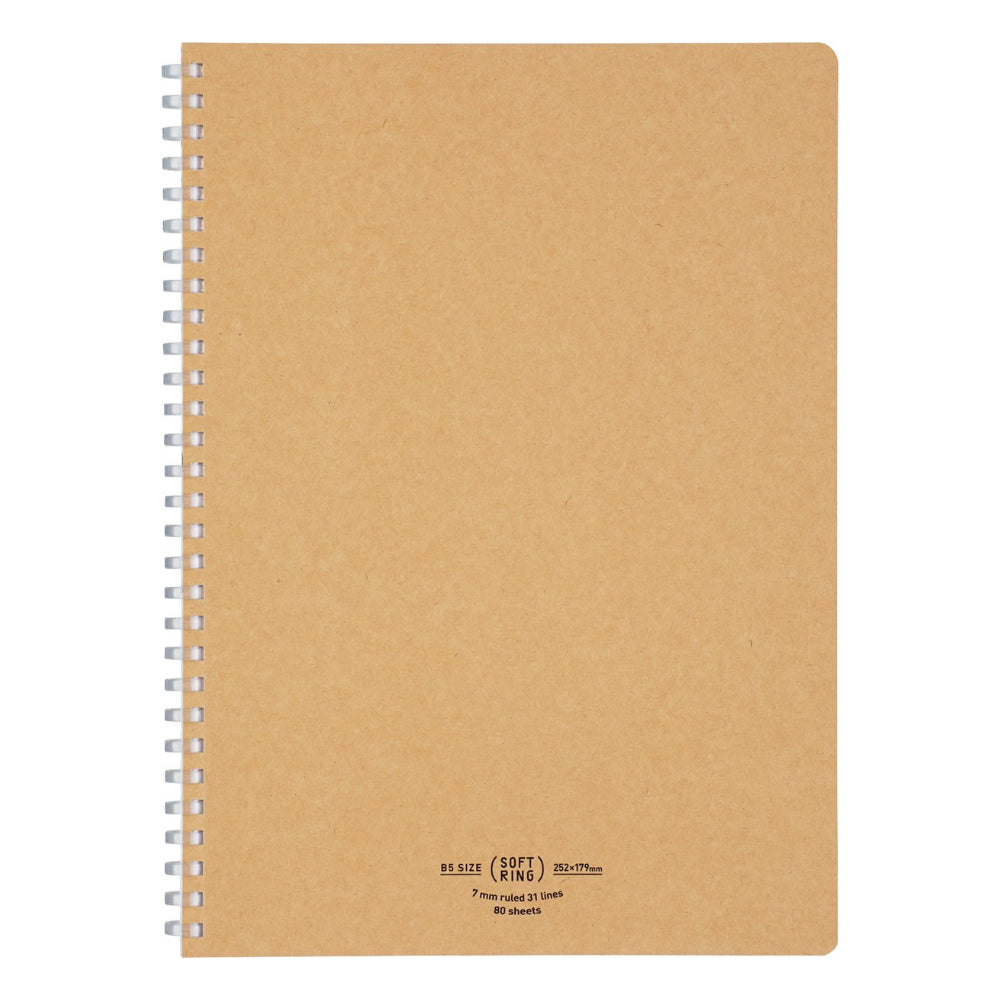 Kokuyo Soft Ring Notebook - Natural - Semi B5|A5 7mm Rule 80 Sheets ス-SV608A-D ス-SV608A-DB ス-SV608A-S