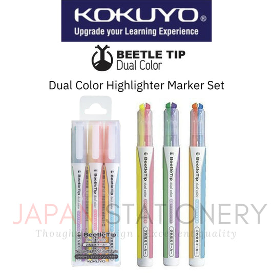 Kokuyo Beetle Tip Dual Color Highlighter Marker Set PML313 (Soft Color)