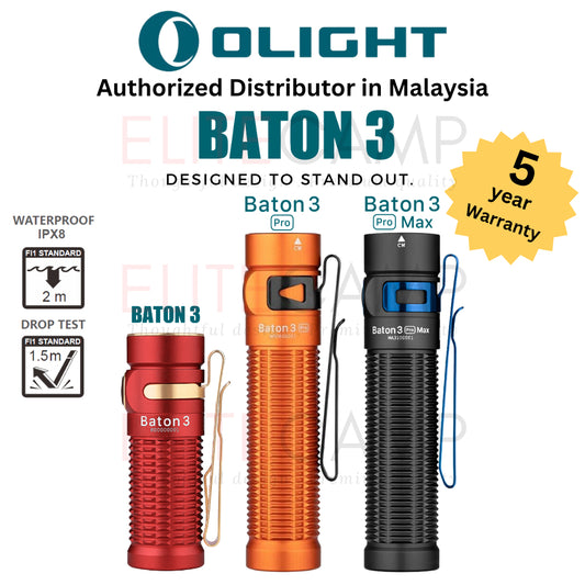 Olight Baton 3 (Pro) (Pro Max) Rechargeable Water Proof Magnetic Flash Light Camping Hiking Emergency EDC Torch Light