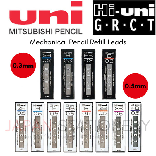 Uni Mitsubishi Hi-Uni GRCT Mechanical Pencil Refill Leads 0.3/0.5 mm HU033002H HU03300H HU03300HB HU03300B