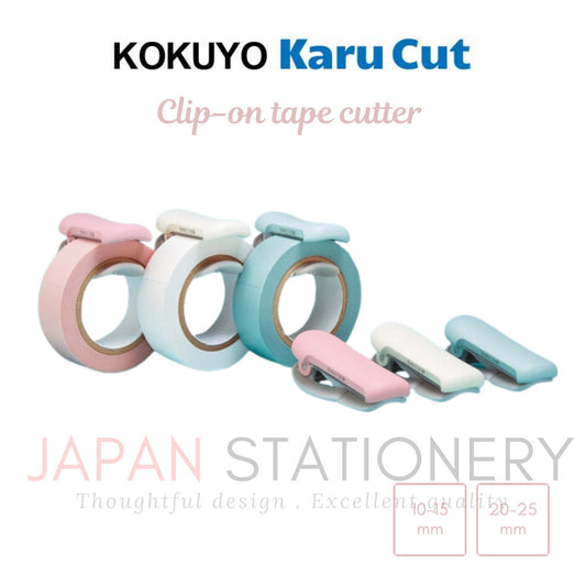 Kokuyo Karu Cut Washi Tape Cutter - Clip -10-15mm /  20-25 mm T-SM400LB T-SM400LG T-SM400LP T-SM400W T-SM401LB T-SM401LG