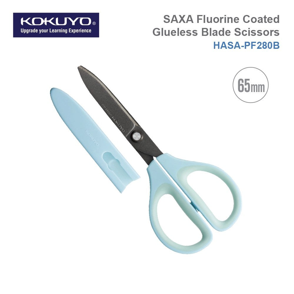Kokuyo Saxa Fluorine Coated Glueless Blade Scissors with Safety Cap HASA-PF280B PF280P PF280W