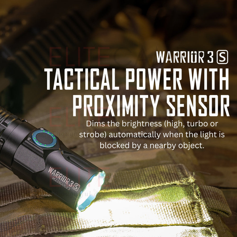 Olight Warrior 3S Tactical Flashlight with Proximity Sensor Rechargeable Camping Hiking Torchlight Torch Flash